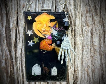 Witchy Halloween Acrylic Resin Handbag Clutch Purse Art Purse One-of-a-Kind Mixed Lorelie Kay Original