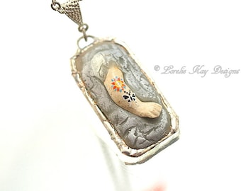 Tattoo Doll Arm Necklace Soldered Mixed Media One-of-a-Kind Pendant Lorelie Kay Original