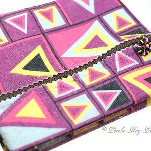 Colorido Geométrico Retro impresión fieltro bolsa de la bolsa de maquillaje cosmético bolsa de la bolsa de la bolsa de embrague Lorelie Kay Designs