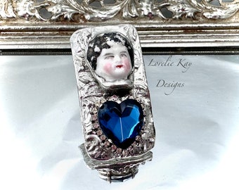 She's All Heart Doll Head Ring Silver Soldered Ring Frozen Charlotte Doll Statement Ring Lorelie Kay Original