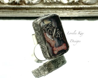 Vampire Bat Ring Tiny Bones Soldered Gothic Halloween Resin Ring Resin Lorelie Kay Original
