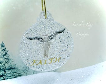 Faith Frozen Charlotte Angel  Ornament Resin Winter Theme Christmas Tree Ornament Lorelie Kay Original