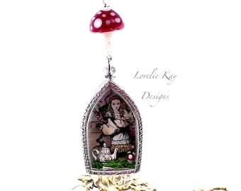 Alice In Wonderland Necklace Wearable GardenTerrarium Amulet Dome Pendant Lorelie Kay Designs
