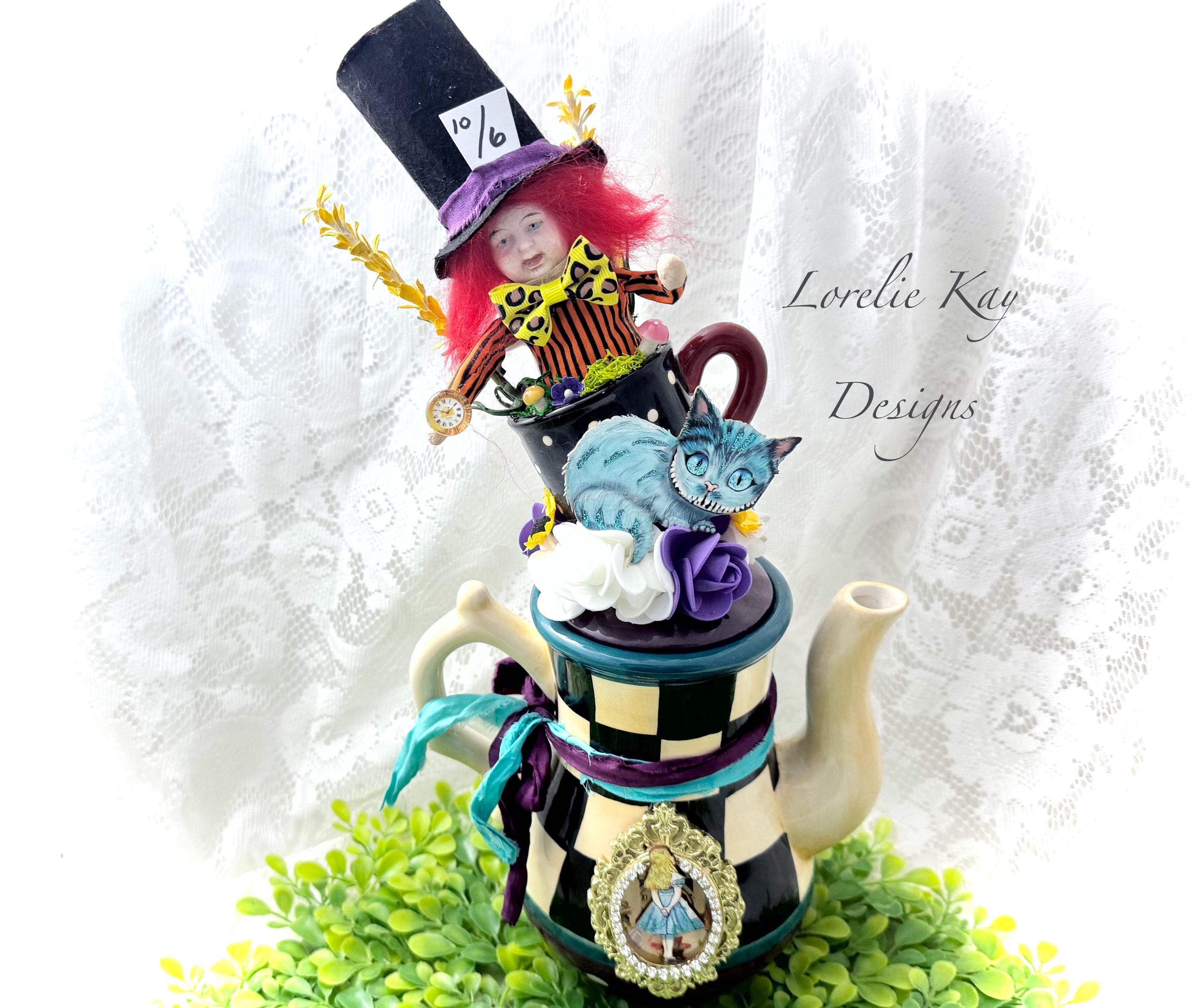 Mad Hatter's Tea Party Alice in Wonderland Assemblage Art Doll