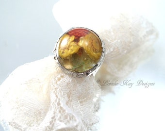 Dried Flower  Dome Ring One 0f A Kind Resin Ring  Silver Plated Resin Lorelie Kay Original