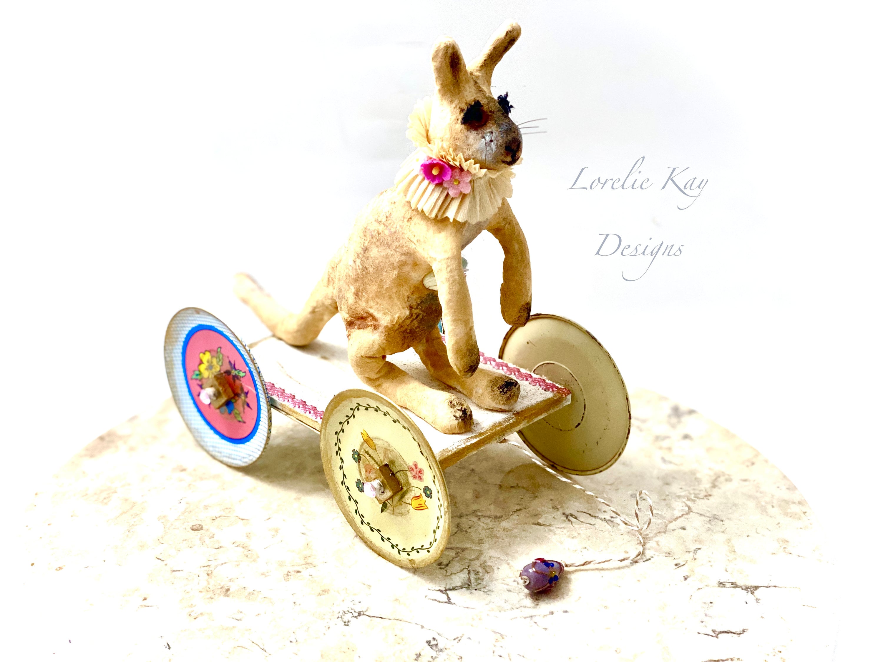 Kandi the Kangaroo Spun Cotton Menagerie Figure Pull Toy Art