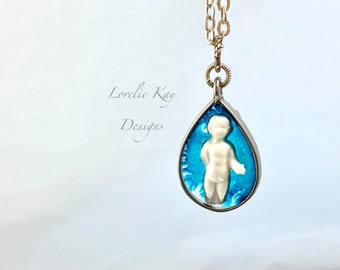 Tiny Frozen Charlotte Doll Necklace Tiny Charlotte Doll  Resin Pendant Lorelie Kay Original