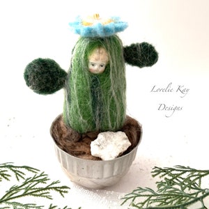 Hairy Cactus Person Needle Felted Miniature Cactus Doll Lorelie Kay Original