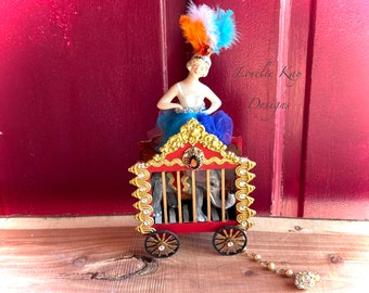 Elephant  Circus Train Art Doll Assemblage  Circus Theme Art  Sculpture Lorelie Kay Original