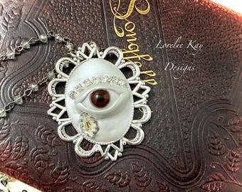 The Tear Evil Eye Necklace Brown Eye Silver Pendant Lorelie Kay Original