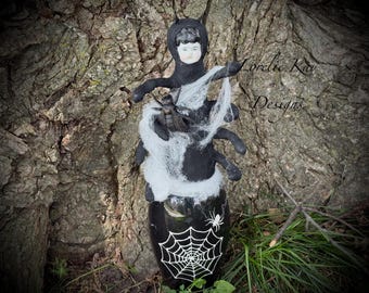 Spider & The Fly Spun Cotton Halloween Doll Gothic Decoration Lorelie Kay Original