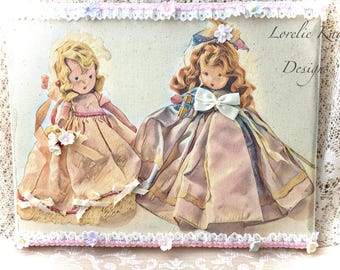 Storybook Doll Canvas Picture Mixed Media Doll Wall Art  Lorelie Kay Original