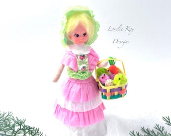 Easter Parade Doll Girl Doll Pink Retro Spring Doll Decor Easter Decoration Lorelie Kay Designs
