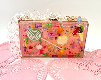 Sweet Tooth Resin Handbag Clutch Purse Art Purse Candy Theme OOAK Lorelie Kay Original