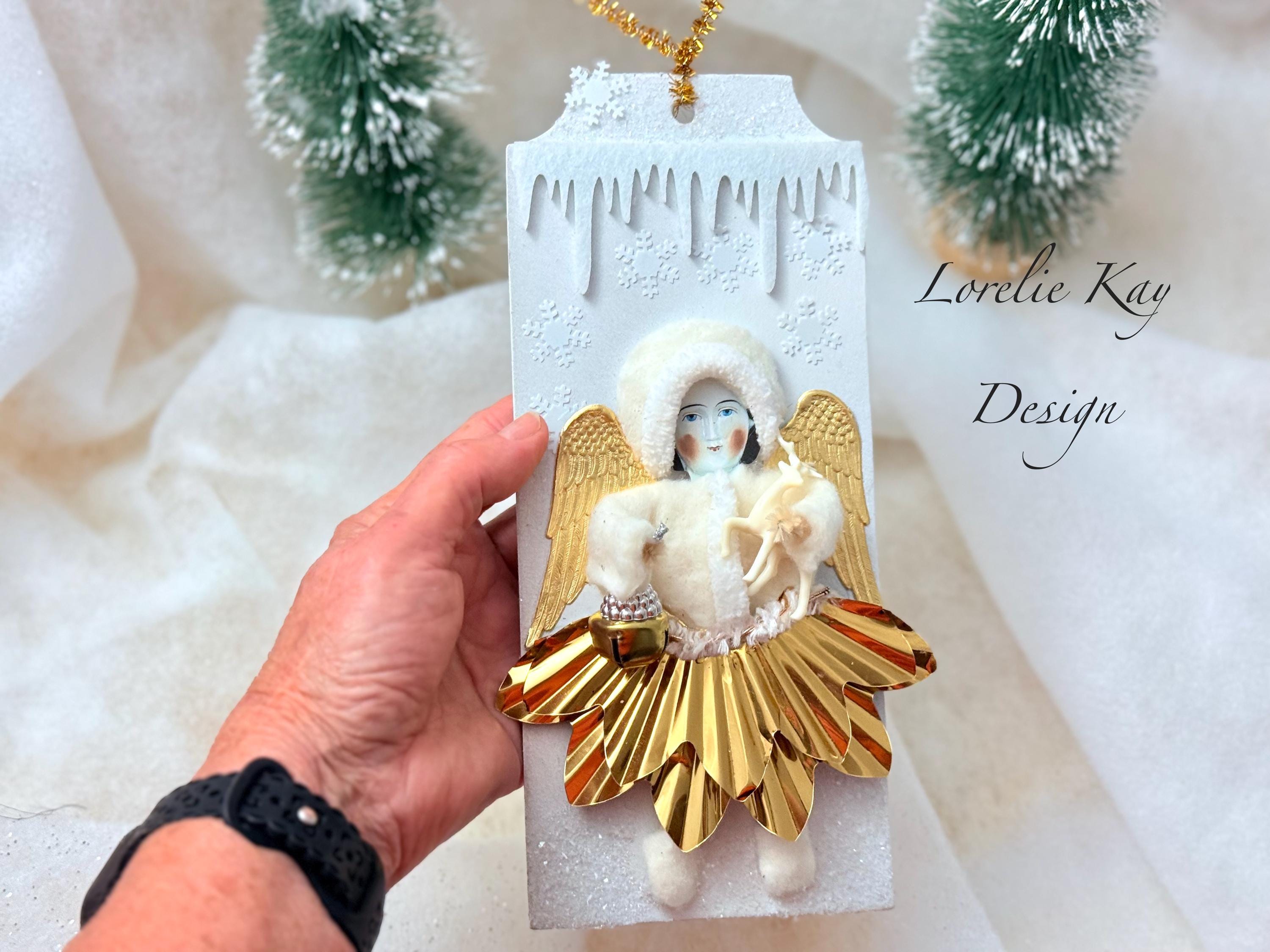 クリスマスエンジェルドールタグオーナメントピクチャーチャイナドール