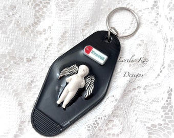 Safe Travels Frozen Charlotte Doll Keychain Guardian Travel Angel Resin Lorelie Kay Original