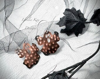 Halloween Ghost Copper Earrings Hand Forged Modern Halloween Pierced Or Clip Earrings Lorelie Kay Designs