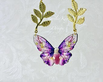 Frozen Charlotte Butterly  Necklace Tiny Doll Pendant Lorelie Kay Original