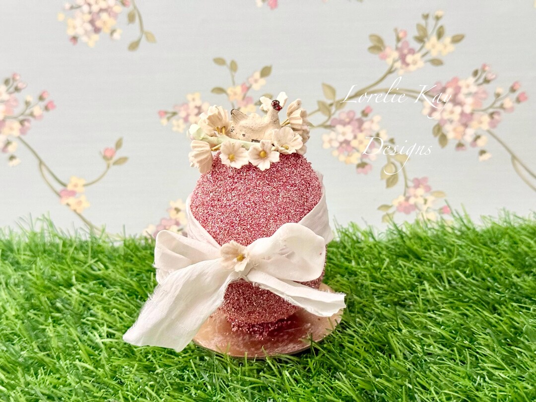 Spring Candy Containers Pink Glittered Small Spring Hen & Egg Candy Container Romantic Heirloom ...