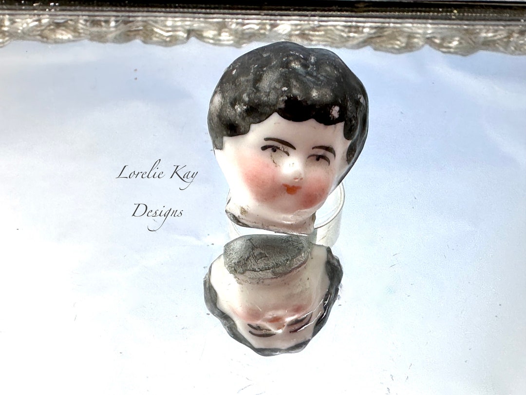 Doll Face Ring Porcelain Doll Head Ring Fine Silver Plated Lorelie Kay