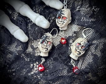 Creepy Doll Head Earring & Necklace Set Dangle  Earrings Lorelie Kay Designs