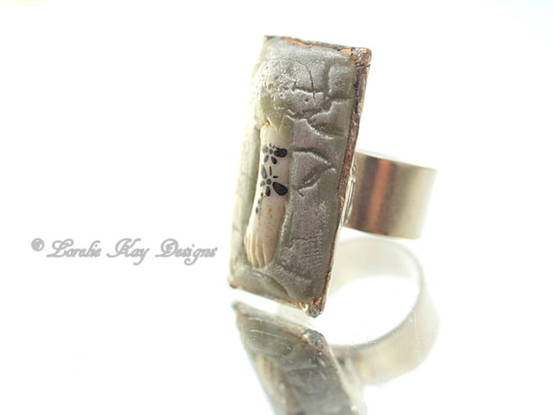 Tattoo Doll Arm Ring Soldered Mixed Media One-of-a-Kind Pendant Lorelie Kay Original