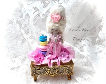 Marie & Macarons Art Doll Jewelry Box Small Ring Box Assemblage Art Keepsake Box Lorelie Kay Original