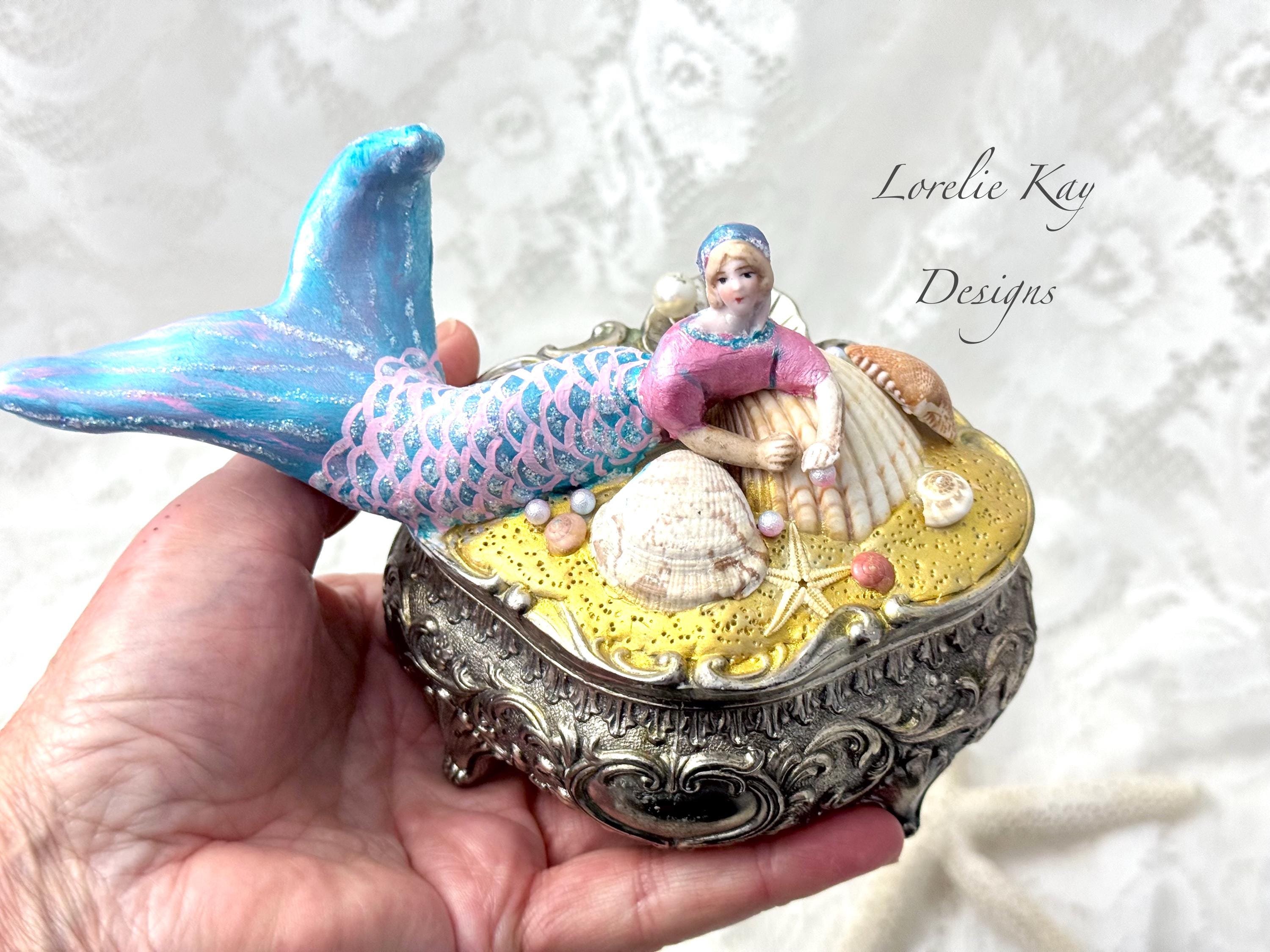 ミニチュアマーメイドジュエリーボックスオリジナルミックスメディア