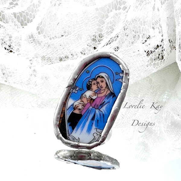 Broken China Mary & Jesus Ring  Soldered China Ring Lorelie Kay Original