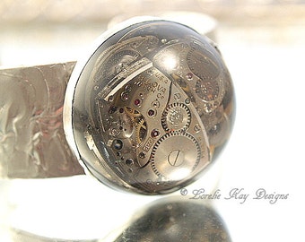 Gears Steampunk Bracelet Soldered Resin Dome Watch Parts Cuff Lorelie Kay Original