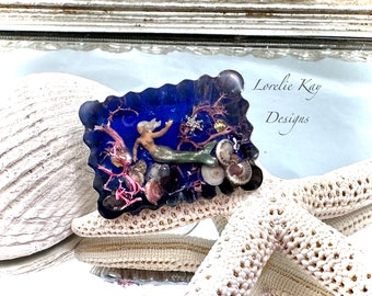 Ocean Mermaid Ring Resin Shells & Swimming Mermaid Ring Lorelie Kay Original