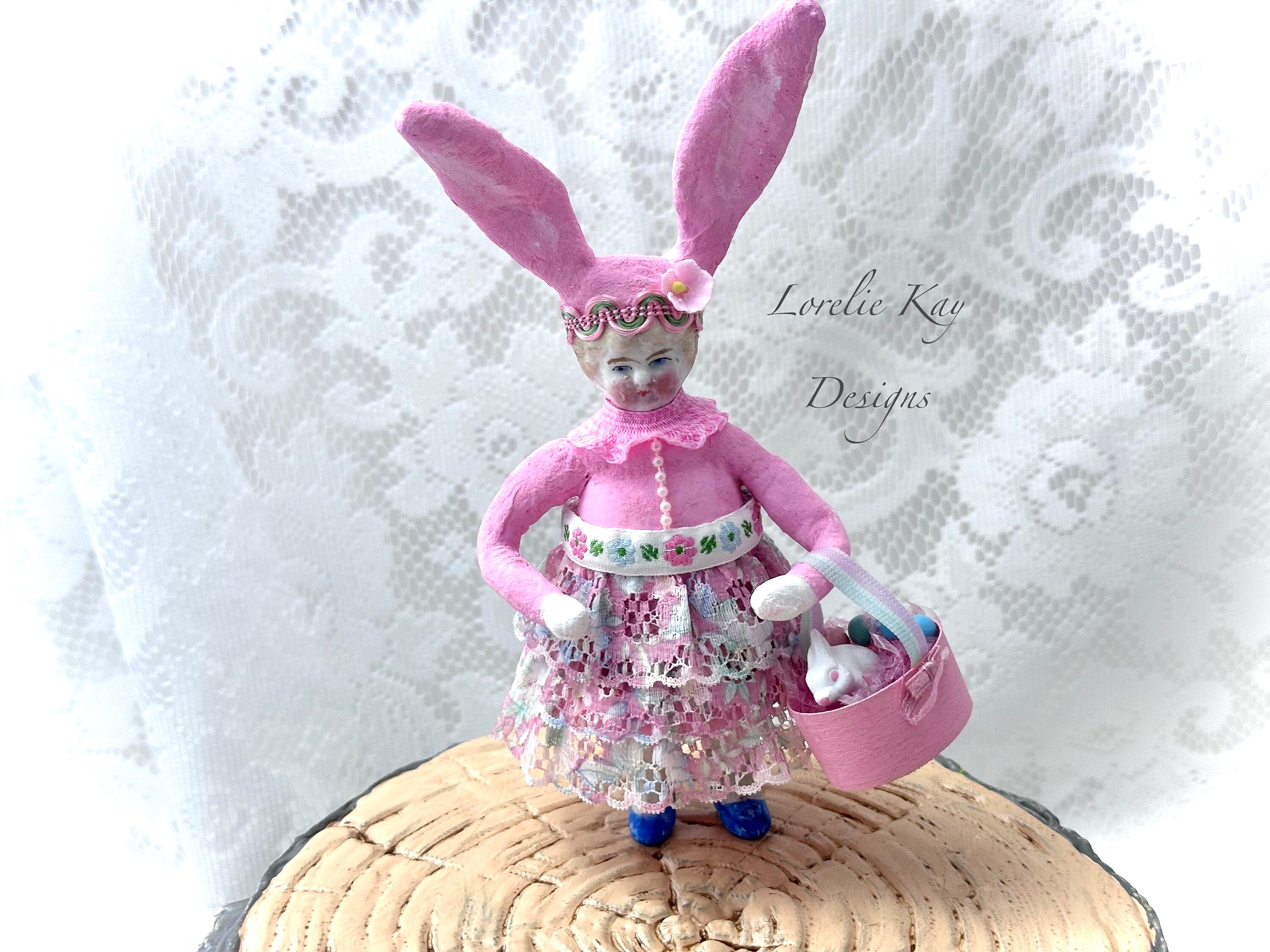 Pretty in Pink Bunny Girl Spun Cotton Bunny Girl Shabby