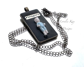 Be An Inspiration Frozen Charlotte Doll  Necklace Antique German Doll Pendant Lorelie Kay Original