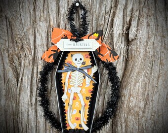 Retro Skeleton Halloween Ornament Tinsel Wreath Ornament
