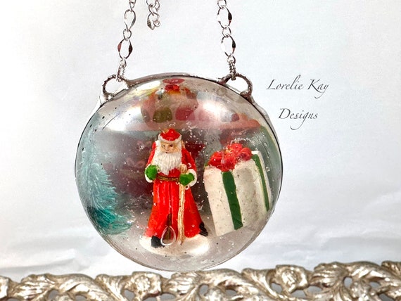 サンタのクリスマスネックレス 樹脂ドーム キャスト樹脂 はんだ付け
