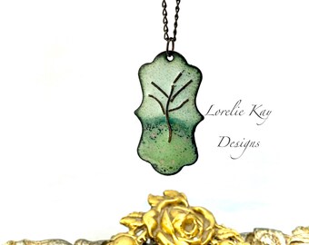 Petitie Enamel Tree Necklace Kiln Enameled One-of-a-Kind Handmade Tree Pendant