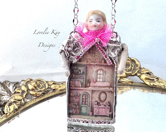 A Doll's Dollhouse Necklace Soldered Glass Frozen Charlotte Wearable