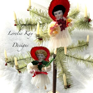 A Doll&#39;s Christmas Vintage Inspired Christmas Chenille Ornaments Girly Victorian Style Feather Tree Ornies Lorelie Kay Original