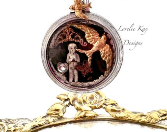 Honor Nature Frozen Charlotte Antique Pocket Watch Necklace One-of-a-Kind Tiny Frozen Charlotte Pendant Lorelie Kay Original