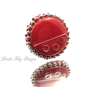 Mod Resin Cast Resin Ring Fine Silver Plated Modern Big Red Circle Ring