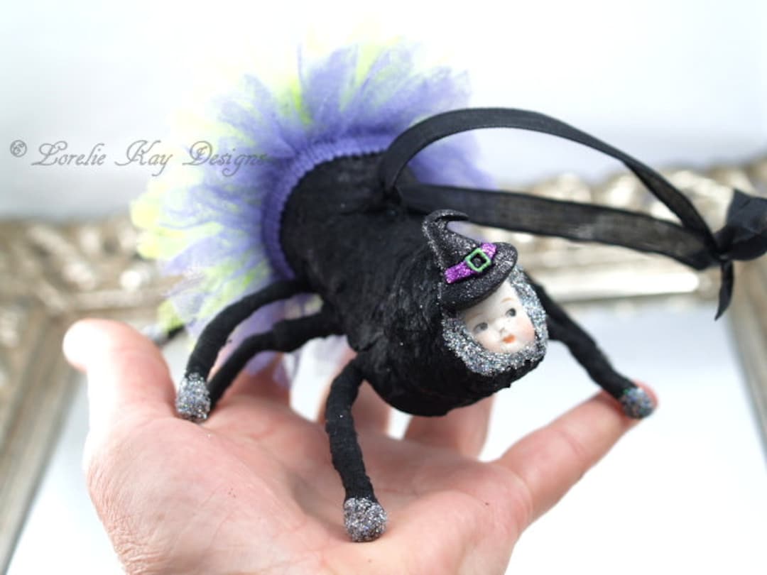 Sassy Spider Witch Doll Spun Cotton Spider Vintage Inspired