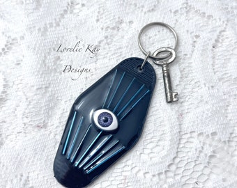 Evil Eye Keychain Blue Iris Resin Key Chain Lorelie Kay Original