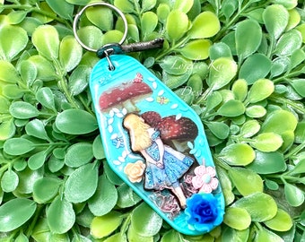 Alice In Wonderland  Colorful Keychain or Pendant Resin One-of-a-Kind Lorelie Kay Original