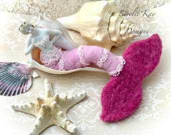 Mermaid Art Doll Needle Felted Mermaid Seashell Assemblage Art Doll Mermaid Mixed Media Lorelie Kay Original