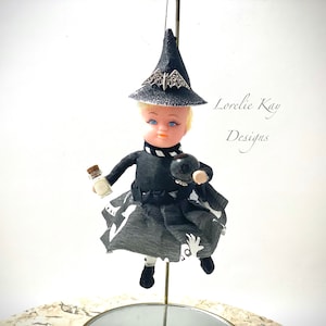 The Sorceress Witch Doll Ornament Halloween Spun Cotton Doll Halloween Ornament Lorelie Kay Original