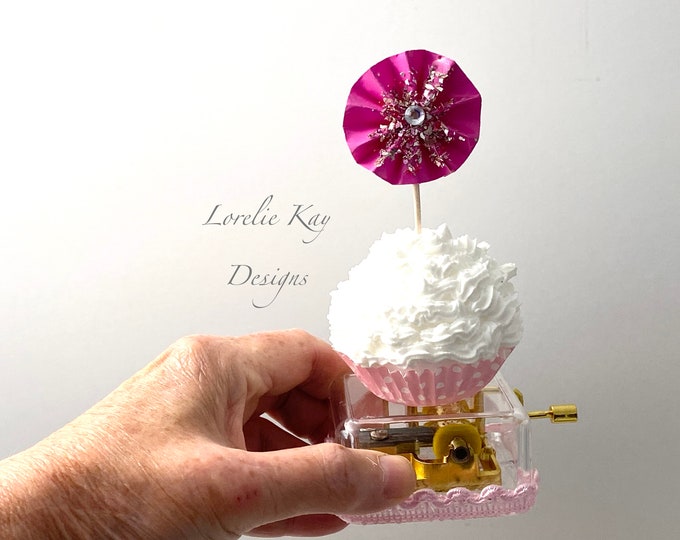 Cupcake Happy Birthday Music Box Miniature Sugary Sweet Music Box