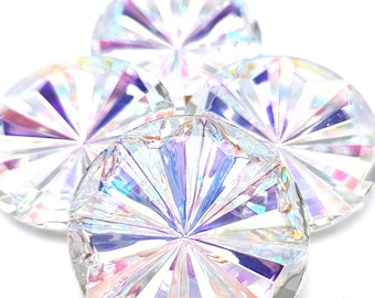 ONE (1) Pressed Glass Radiant Cabochon Cab Aurora Borealis AB Lilac Purple Rare Custom Coated 18mm 25mm 35mm Shimmer Lavender Pastel Rainbow