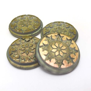 ZWEI (2) Pressglas Schneeflocke Kompass Rose Cabochon Cab Golden Tabac Bräunlich Rosa Puce Gold Seltene Individuell beschichtete 18mm Metallic Shimmer Coin