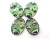FOUR (4) Pressed Glass Bubble Burst Oval Cabochon Cab Matte Electra Custom Coated 25x18mm Colorful Pink Lime Green Carnival Circus Couture