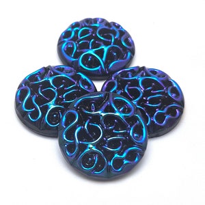 Kobaltblauw Duits glas antiek knopontwerp cabachoncabine 22,5 mm 18 mm jetgletsjer Royal Navy Pirate Twist Werveling met elkaar verweven takken Slang